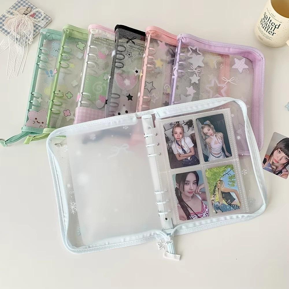 Cute PVC Loose Leaf Album Zipper Student Graduation Photos Album a5 Card Album Girl Idol Photo Storage