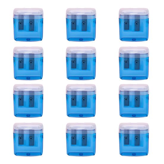 12Pcs Dual Hole Pencil Sharpener with Lid Compact Manual Sharpener for Standard And Jumbo Pencils Travel-friendly Pencil Sharpener