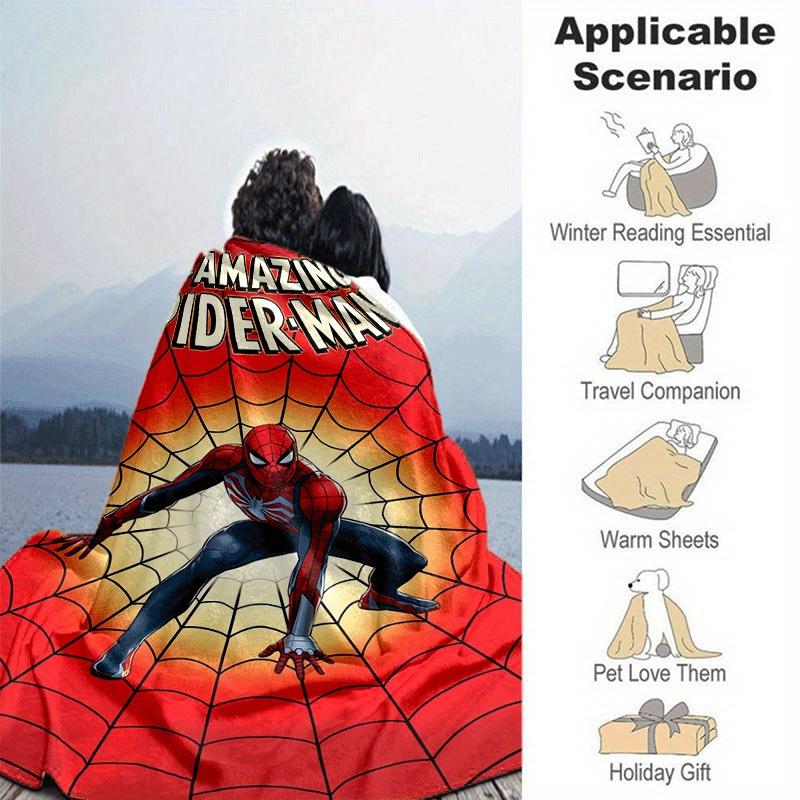 1pc Spider-Man Printing Blanket - Soft, All-Season Throw for Living Room, Bedroom,Personalized Gift with Adorable Cartoon Design