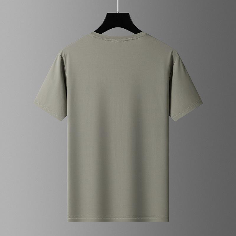 Summer Printed Ice Silk T-shirt for Men's Sports, Leisure, Running, Fitness, Breathable Short Sleeved Men's Plus Size Quick Drying Clothes