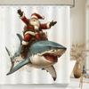 Christmas Santa Claus Snowman Print Bathing Curtain Bathroom Shower Curtain With Hooks bathroom home decor and accessories