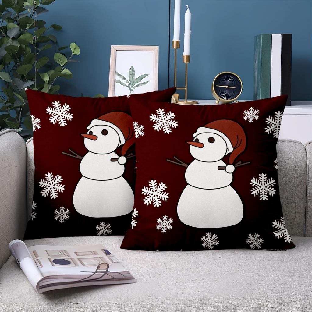 1 Pieces Christmas Snowman Pattern Red Throw Pillows Polyester pillowcase, sofa decorative cushion cov Headboard Pillow