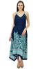 Bimba Women Blue Rayon Asymmetric Sun Dress Spaghetti Stram Boho Chic Beach