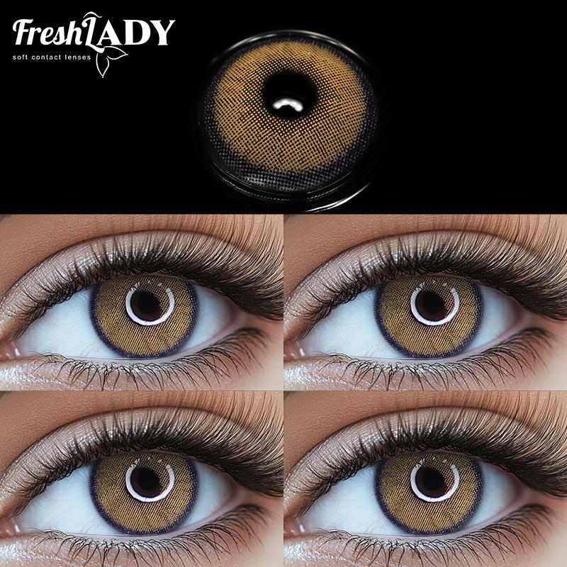 Freshlady Brown and Green Collection 14.0mm Colored Contact Lenses 1 Year Disposable for Daily Wear
