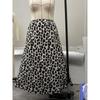 Summer New Women's Leopard Print High Waist Skirt Elastic Waist Slit Hem Casual Long Skirt