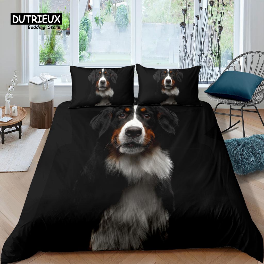 Home Living Luxury 3D Pet Dog Print Bedding Set Labrador Duvet Cover Pillowcase Queen and King EU/US/AU Size Polyester Bedding