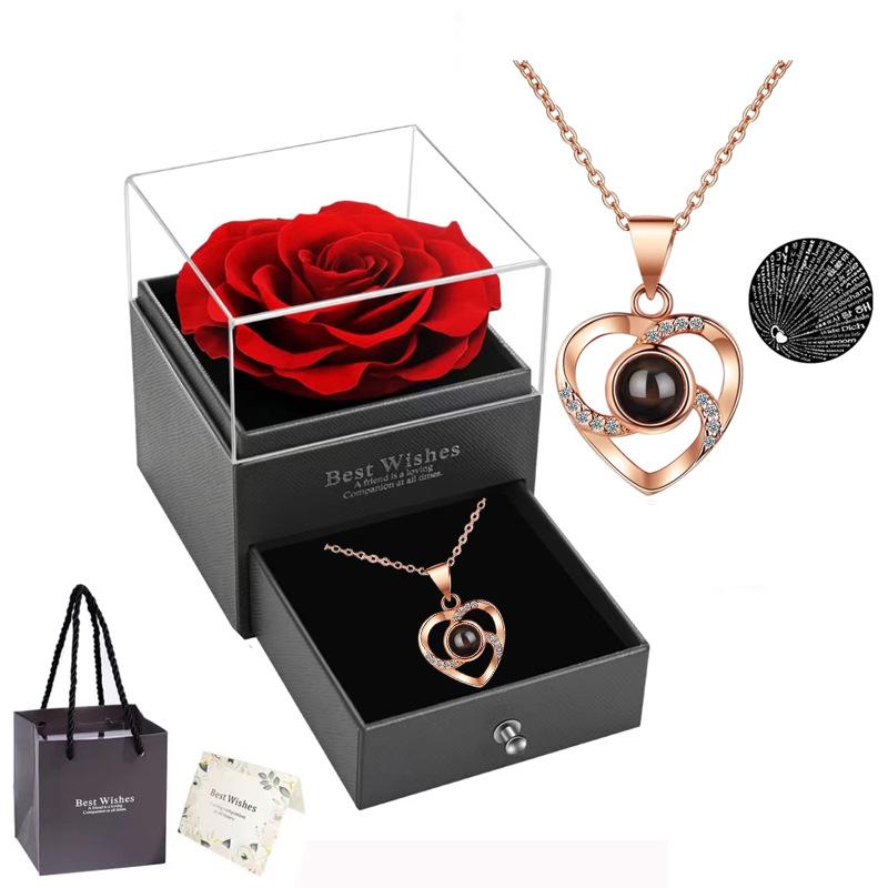 100 Languages 'I Love You' Heart Projection Necklace - Valentine's Day Gift