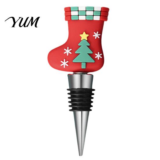 Wine Preservation Tools Christmas Bottle Stopper, Stainless Steel Reusable Cork, Decorative PVC Cartoon Snowman Corks Toppers Design, Airtight Sealing