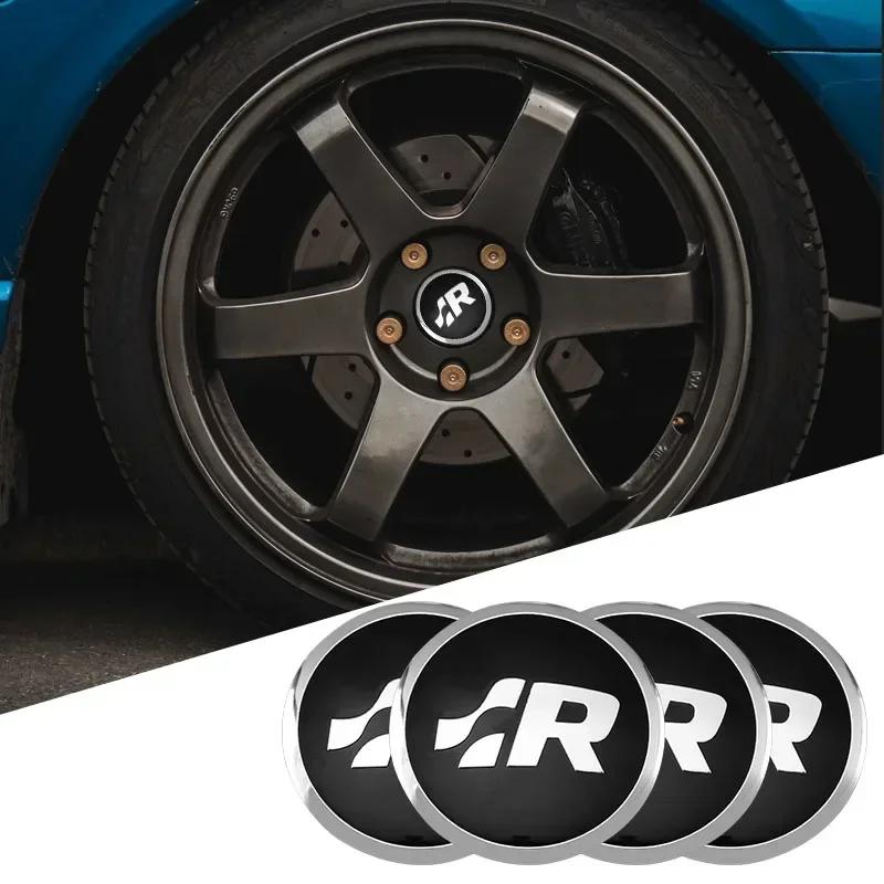 Hot 2025 New 4pcs Car Wheel Stickers 56mm Auto Center Hub Cap Decal For Volkswagen GTI R-Line R Polo T5 Golf Passat Scirocco Bee
