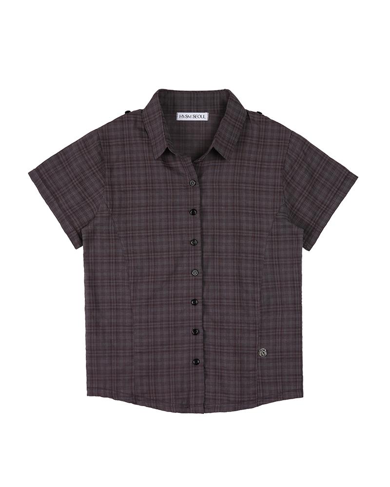 HAVISM Check 2-Way Collar S/S Shirts(Charcoal)