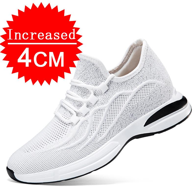 Summer Mesh Breathable Heightening Shoes Men Casual Sneakers Breathable Lace Up Sports Shoes 4/6/8CM Leisure Height Shoes 37-43