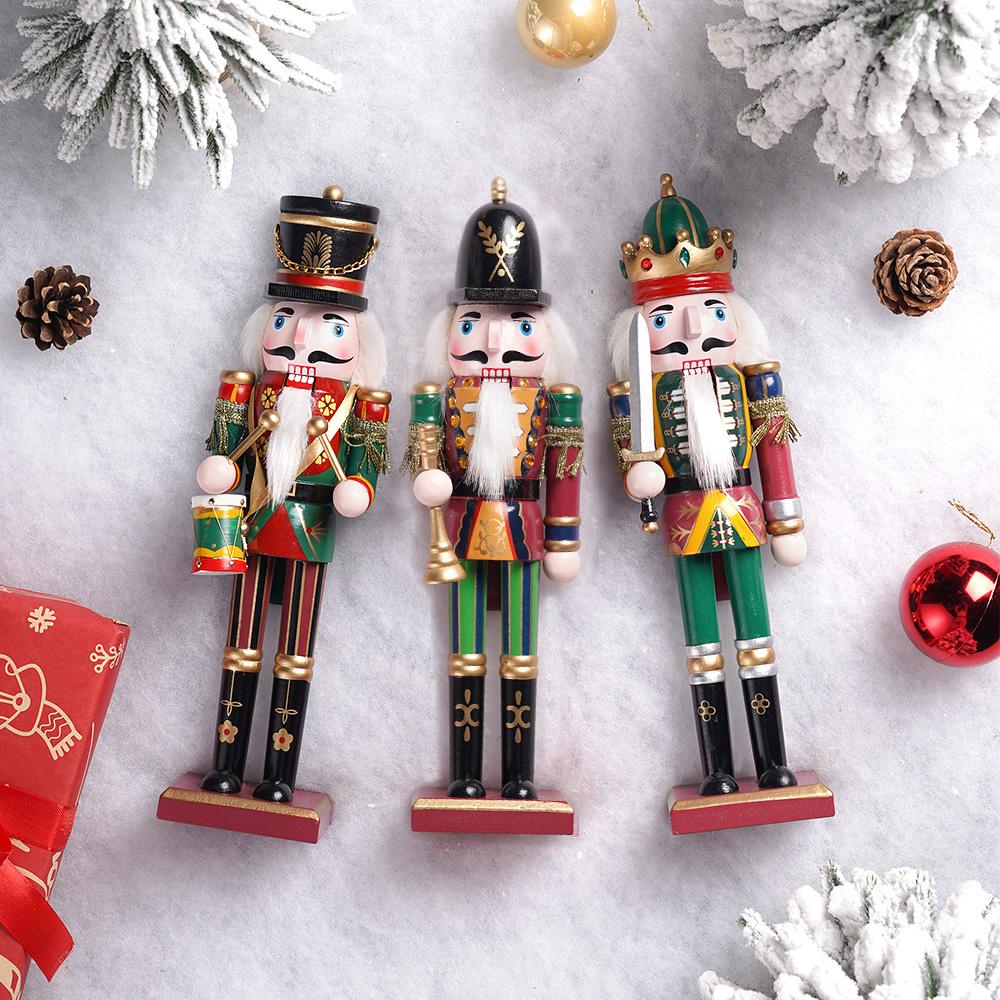 3pcs 30cm Christmas Decorations Nutcracker Soldier, Wooden Nutcracker Figures,Christmas Tree Party Decoration For Home/Hotel
