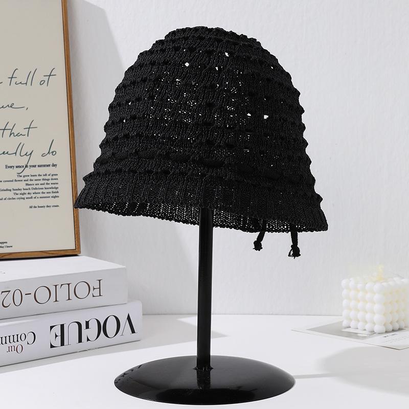 Summer hat women's knitted niche design basin hat sunshade sun hat versatile solid color bucket hat