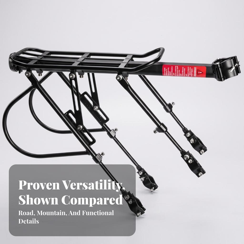 Rear Rack with Seat Tube Mount Sturdy Bike Quick Release for Commuters