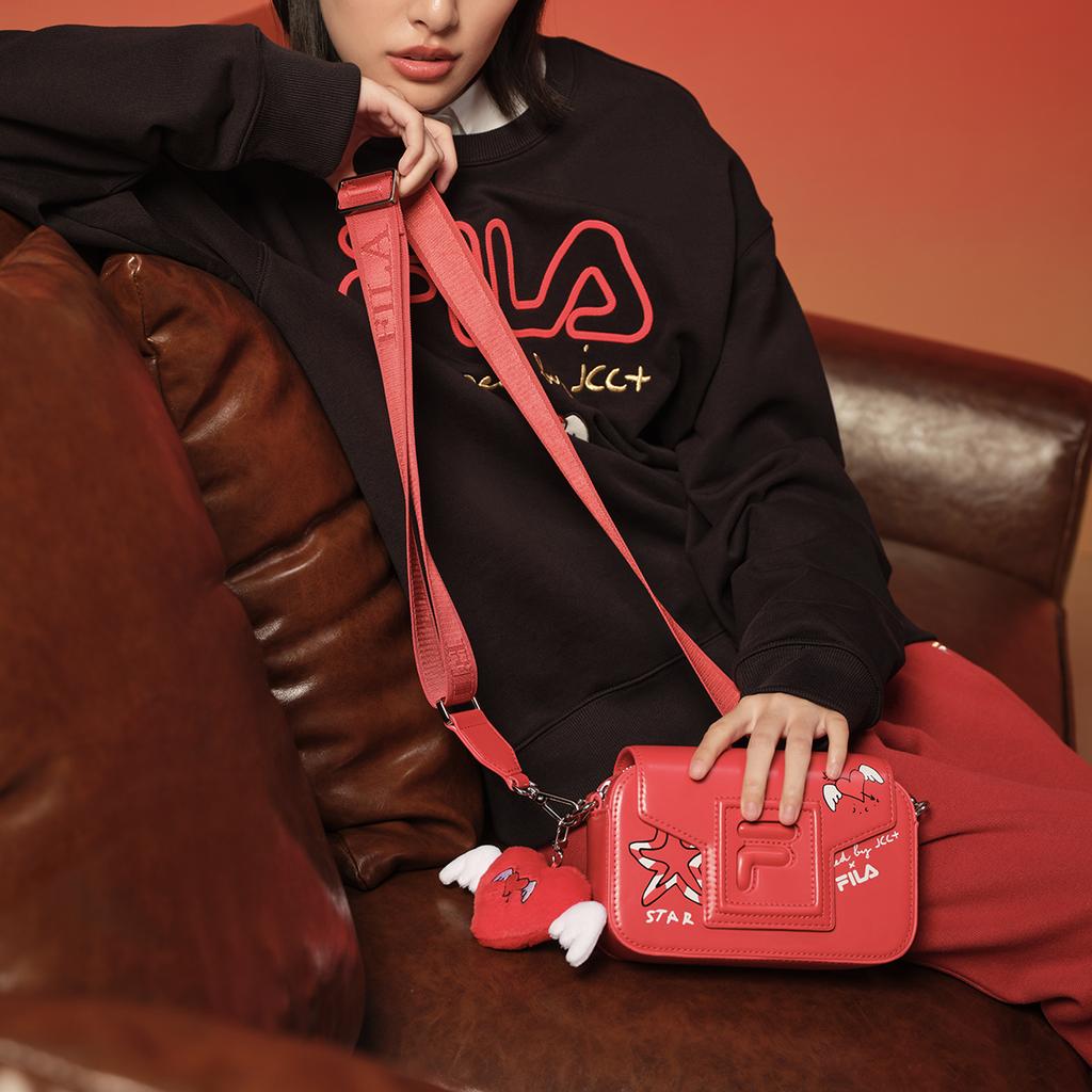 FILA Original Box Small Shoulder Bag Casual Fashion Personality Trendy Versatile PU Crossbody Bag Women bags Legendary-Red F13W519172FRD