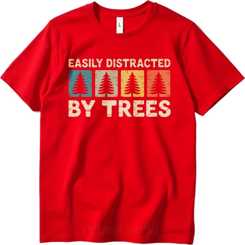 Trendy For Man Summer tshirt Easily Distracted By Trees With Colorful Tree Icons Short Sleeve Travel Oneck Man Tshirt S
