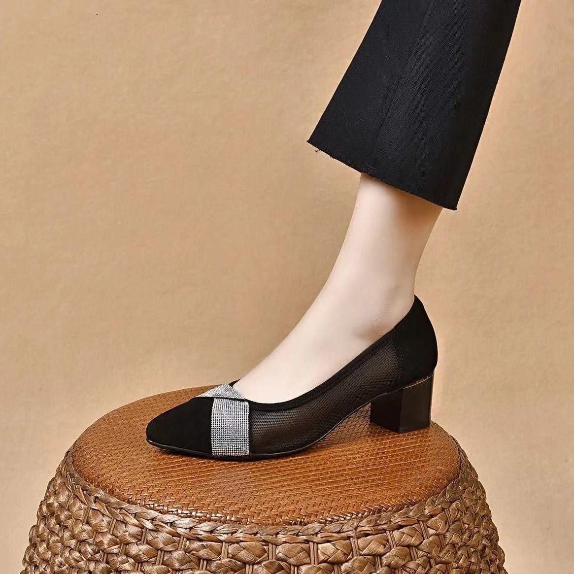 

Весенние и летние сетчатые туфли, женские мягкие кожаные дышащие туфли с вырезами, летние туфли из кожи с острым носком и мелким носком, тонкий стиль 40