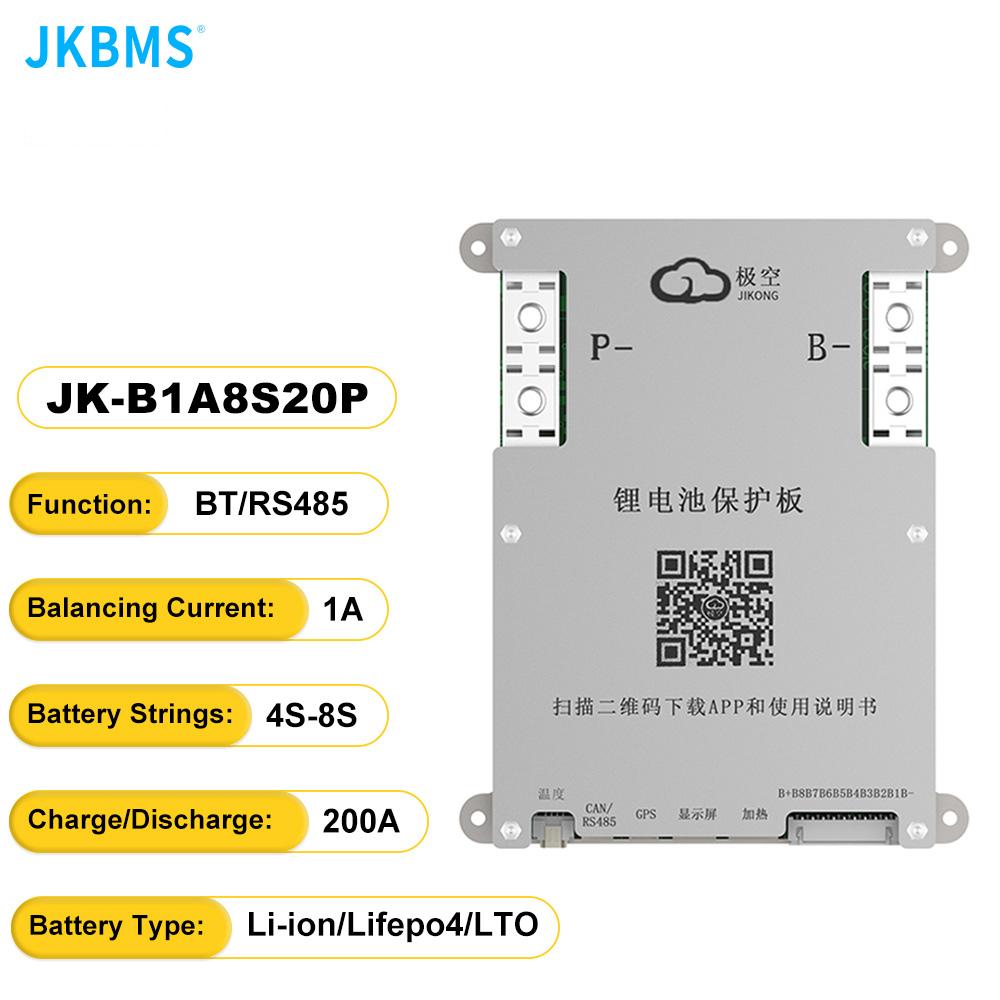 

JK BMS Active Balance Smart HEAT CAN Bms 12V 24V4S 5S 6S 7S 8S Smart Bms 200A Lifepo4 Li-Ion Lto Battery Акумулятор RS485 HEAT CAN