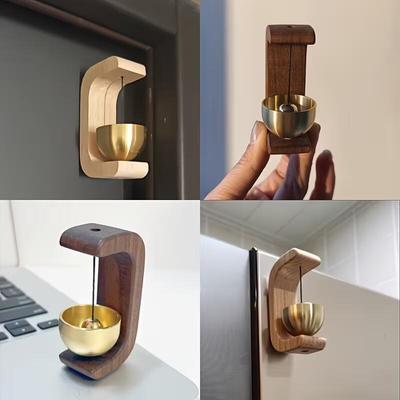 1pc Magnetic Doorbell & Wind Chime - Natural Wood & Brass Dopamine Bell - Classic Elegant Design for Home Bedroom Entryway Decor