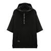 Men Summer Tops Hooded Adjustable Drawstring Zipper Half Placket Short Sleeve T-shirt Letter Print Quick Drying Ice Silk Fabric