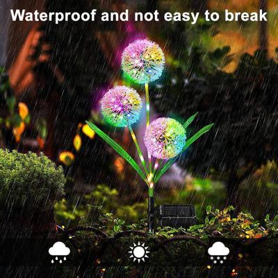 2Pcs Outdoor Solar Dandelion Lights IP65 Waterproof Automatic On/Off Landscape Lighting Easy To Install Garden Solar Lamps