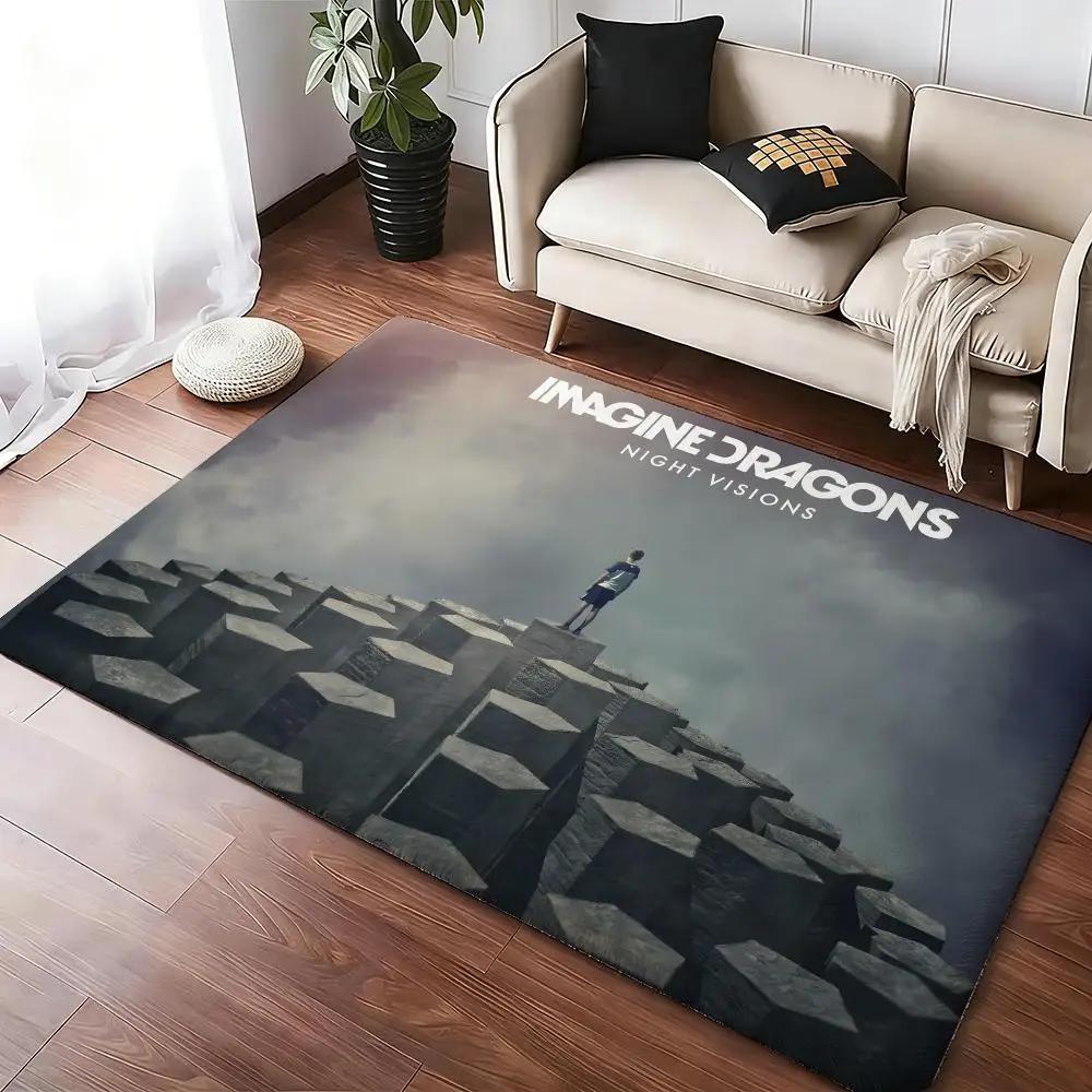 Rock Band Imagine D-Dragons Bones Floor Mat Soft Thickened Non-Slip Bedroom Living Room Door Mat Home Decor Flannel Rugs