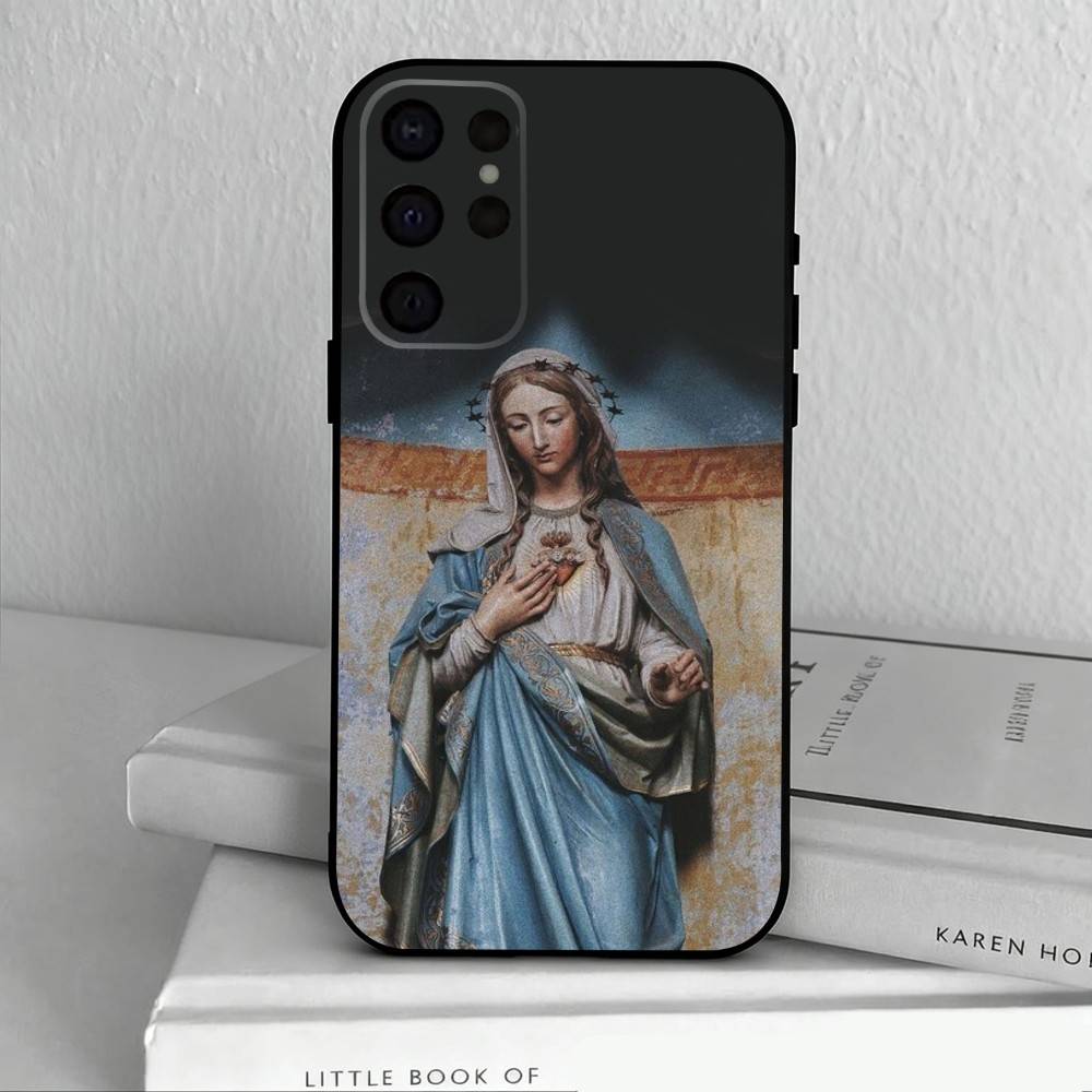 Virgin De Guadalupe Phone Case For Samsung S25,24,23,22,30,21,10,9,Ultra,Plus,Lite,FE,4,5 G Soft Black Case