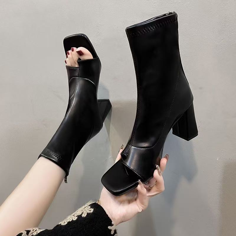 Skinny and breathable Martin boots women's British style high-heeled boots women's spring and autumn new versatile Roman cool boots