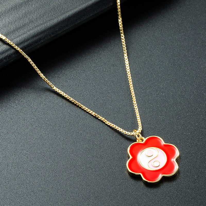 Meier Flower pendant necklace - women s gold-plated copper with colorful enamel, elegant choker necklace accessory красный
