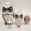 AEE2-Owl Nesting Dolls, Mini Wooden Crafts Owl Family, Easter Decoration