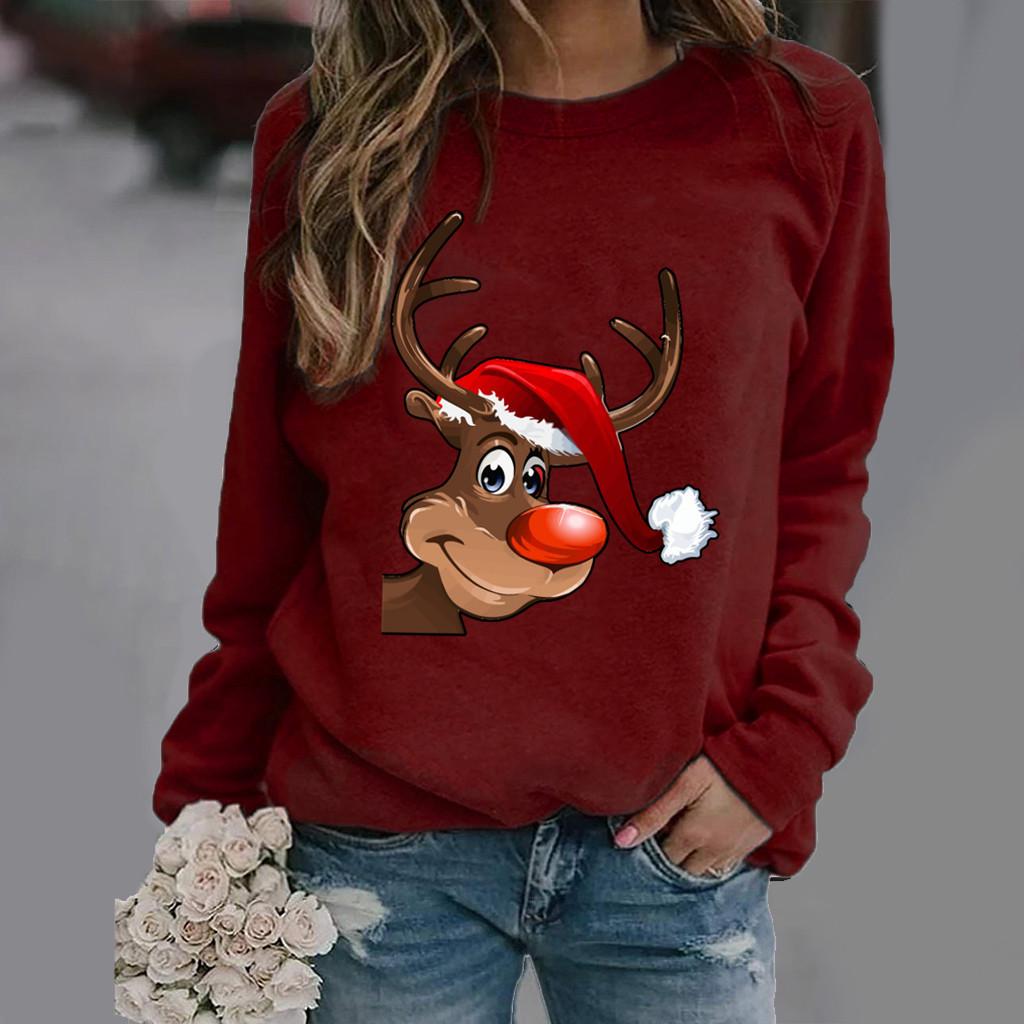 Women's Christmas Pattern Round Neck Long Sleeve Sweatshirt