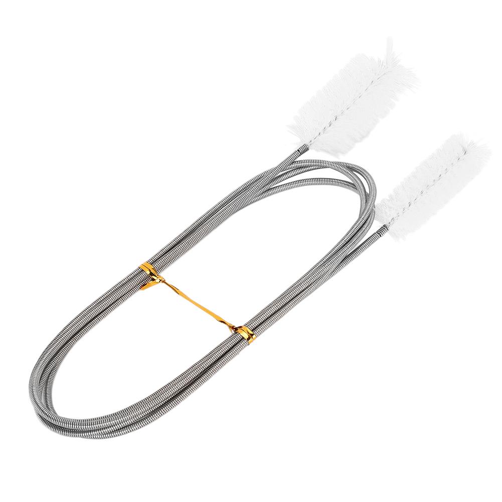 Flexible Hose Cleaning Brush Stainless Steel Filter Pump Spring Brush Double Ended Brush(White )