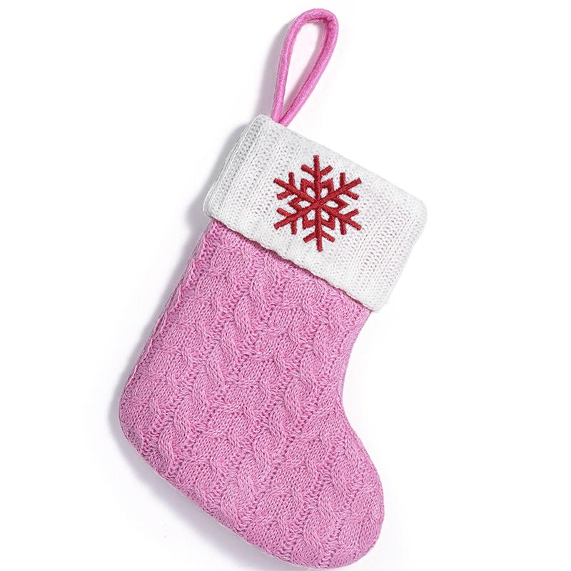 Xmas Tree Pendant Decor Gift Bag Letter 3D Embroidered Gift Christmas Party Decoration Pink Christmas Socks