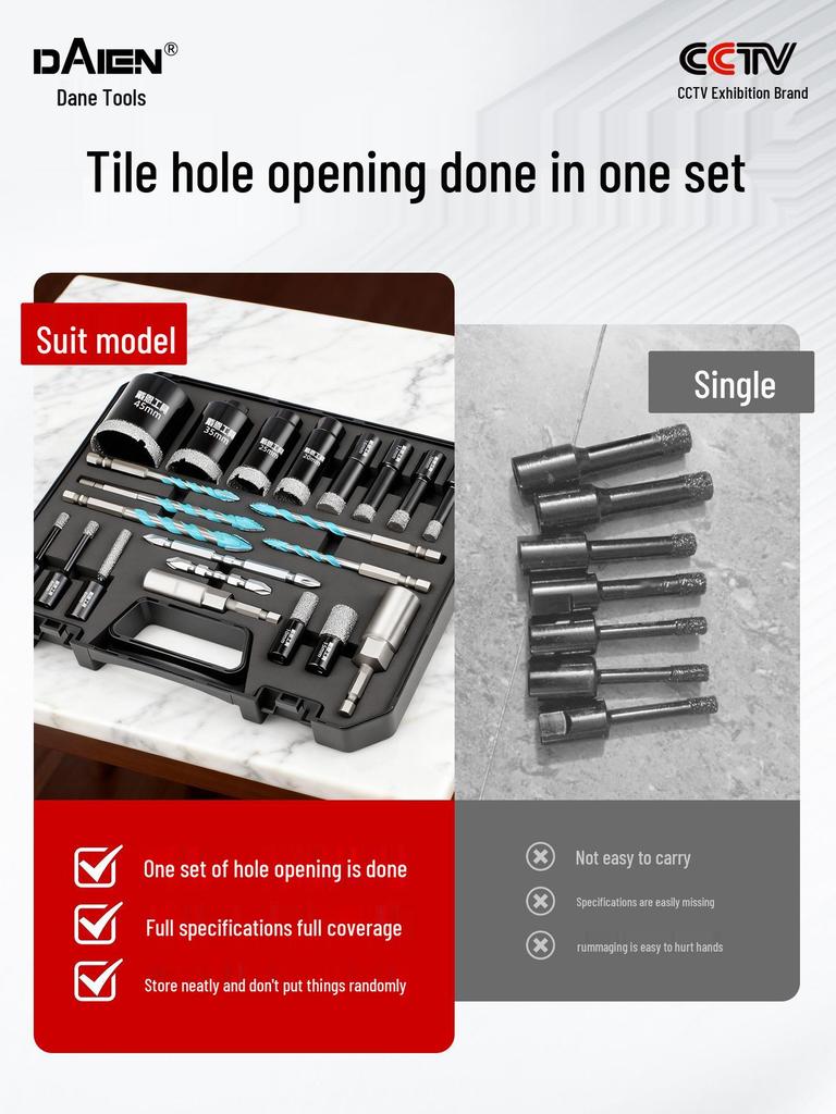 Angle Grinder Tile & Stone Hole Saw Set for Dry Cutting & Drilling