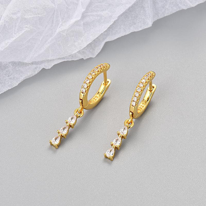 Elegant Rhinestone Teardrop Zircon Long Drop Earrings Sweet Temperament Fashionable Versatile Jewelry For Women