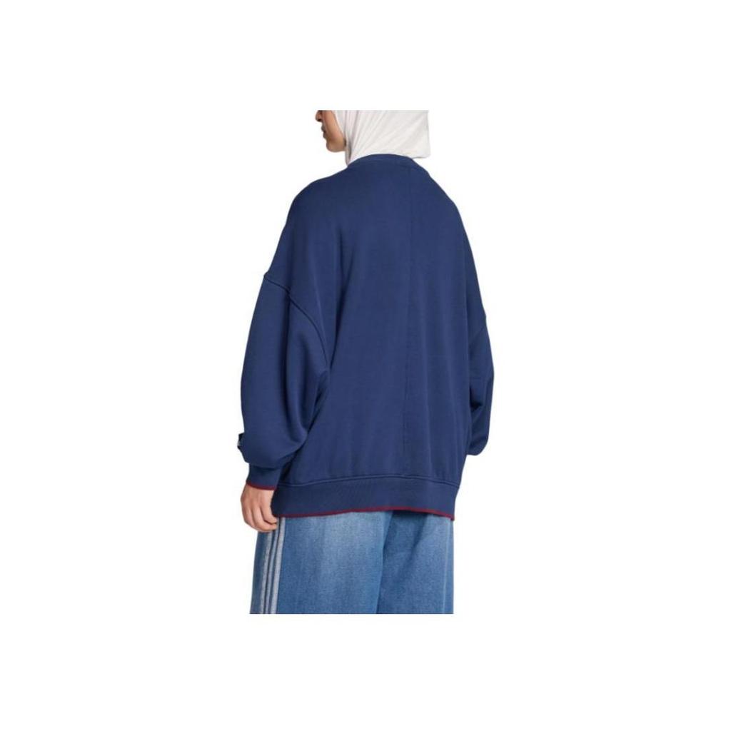 adidas Originals Crest Loose Crew Neck Sweatshirt Women Blue JW6051