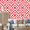 Wallpaper Casual Checkerboard White and Red 50x1000