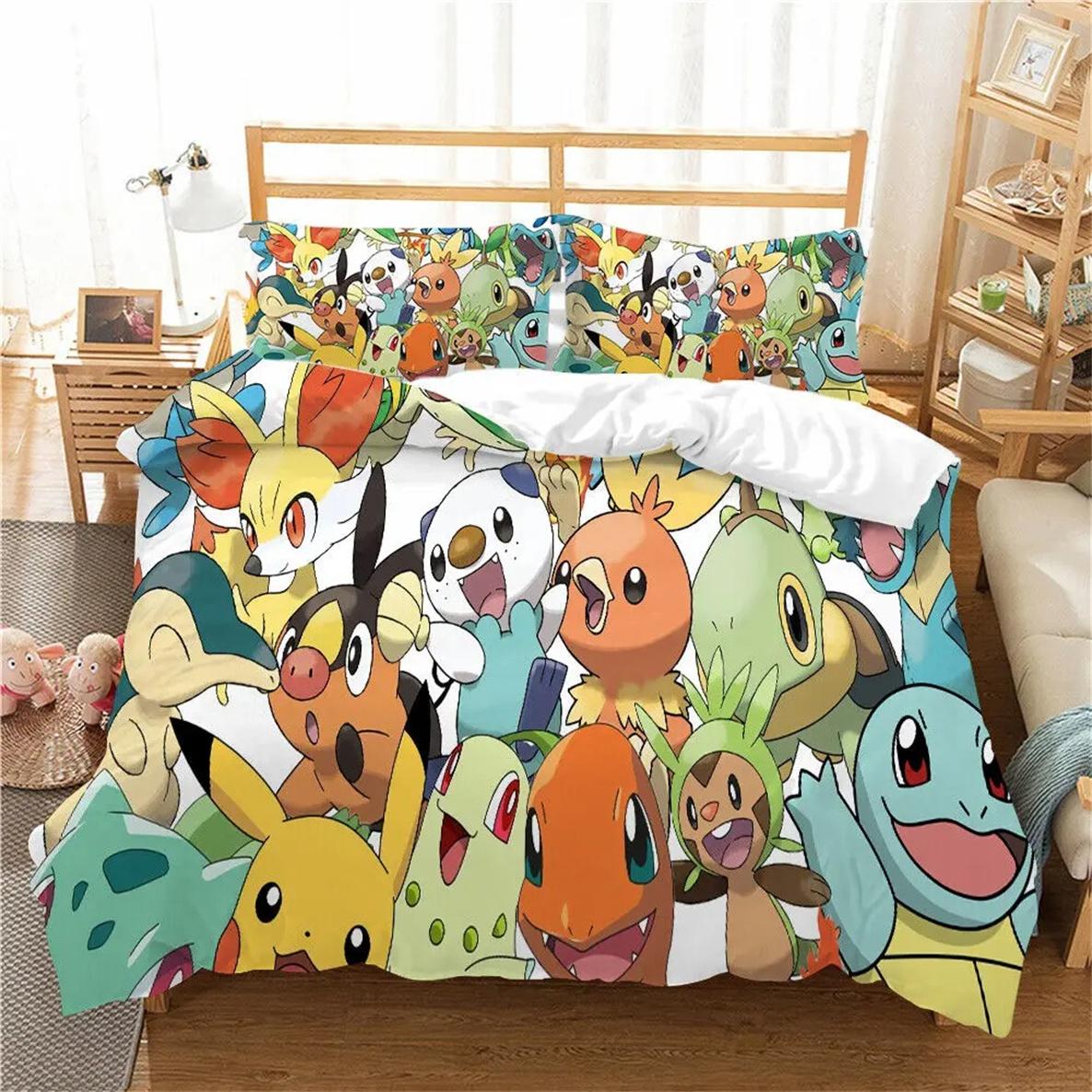 3D pikachu segas pārvalks Pokémon gultasveļas