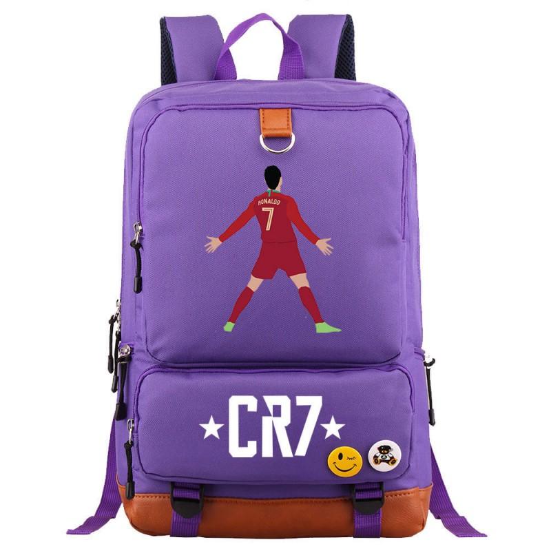 Cristiano Ronaldo Printed Youth School Backpack Teenagers Durable Oxford Fabric Breathable Padded Straps Unisex Travel Bag