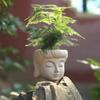Zen Buddha Head Faux Stone Flower Pot for Garden Ornaments and Potted Plants