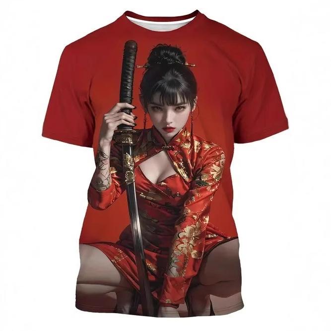 

Новая Повседневная и Универсальная Тренд Аниме 3D Принт Монахиня Воин Узор Меча Женская Футболка с Коротким Рукавом 4XL