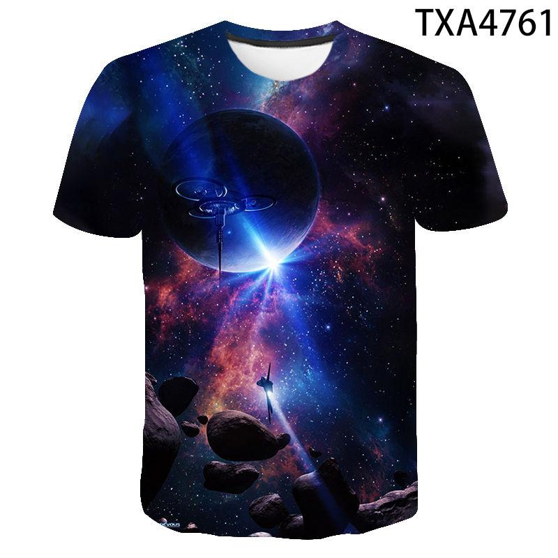 New Fashion Space Planet Space Galaxy Men's and Women's Summer Casual Short Sleeve 3D Printed T-shirt