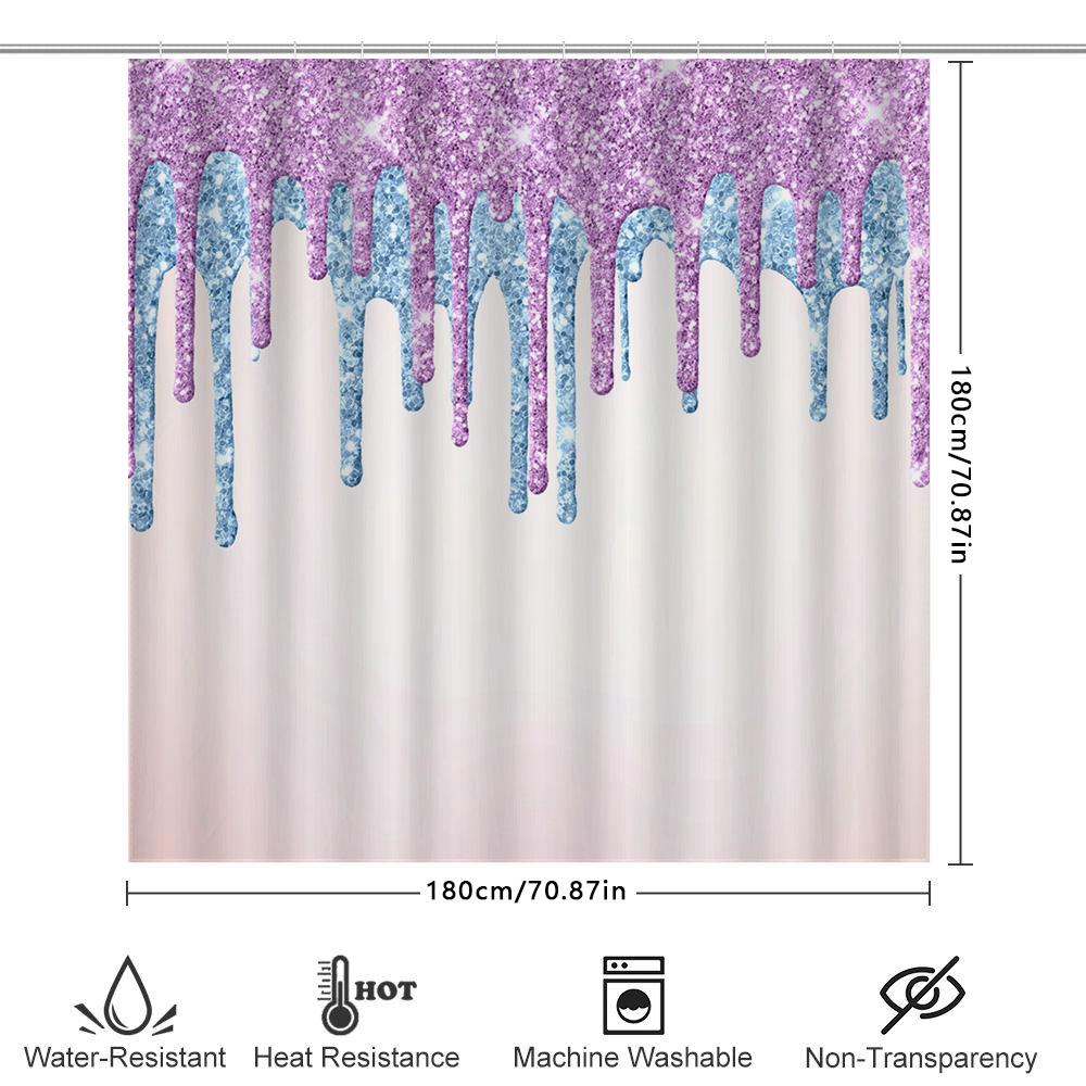 Purple dripping glitter waterproof shower curtain bathroom decor custom size printed fabric water resistant home accessories whi