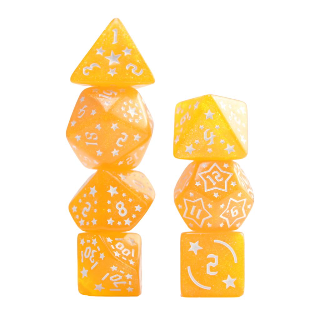 7pcs DND Dice Set Polyhedral Dice D4-D20 with Star Pattern for Board Game DND RPG