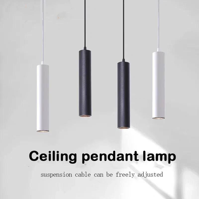 Modern Pendant Lamp Ceiling Chandelier Lights LED Cylindrical Long Tube Lamps Downlight Bar Dining Room Kitchen Decor Lighting
