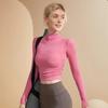 Sexy Slim-Fit Long-Sleeve Fleece Yoga Top with Semi-High Neck