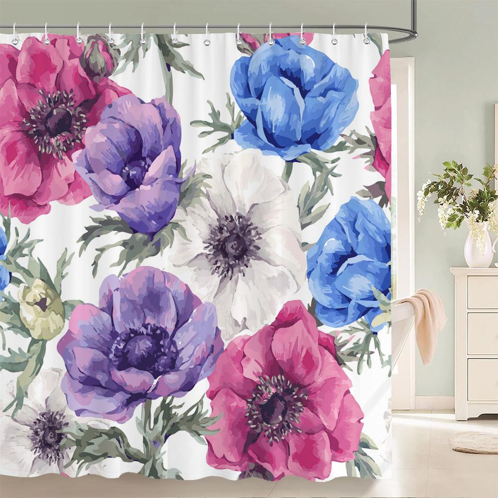 3D Flower Sunflower Plant Leaf Printed Shower Curtains Bathroom Curtain Frabic Waterproof Polyester Bathtub Screen With 12 Hooks