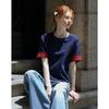 Women's Oxygen Cotton Embroidered Color Block T-shirt