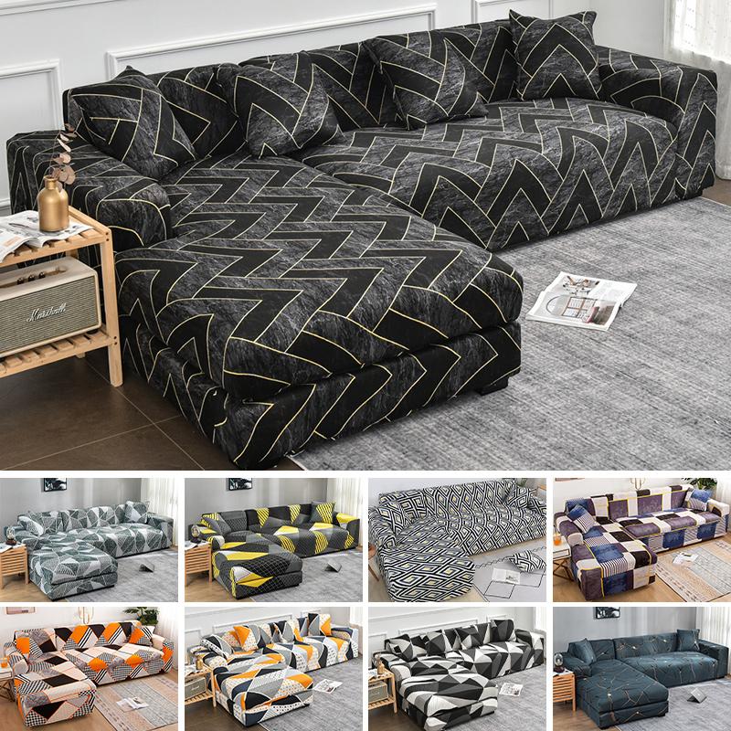 Geometric Printed Couch Cover Sofa Coverastic Slipcovers For Pets Chaselong Protector L Shape Anti-Dust Machine Washable 1Pc