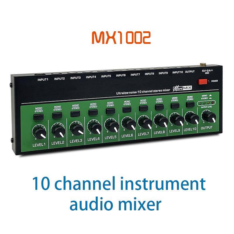 10-Channel Audio Mixer for Musical Instruments and Guitar Amplifier